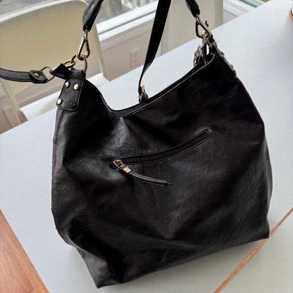 Cross body/large handbag in brown leather patchwork with removeable strap - Picture 7 of 11